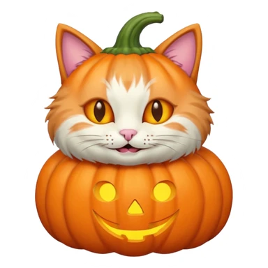 pastel halloween cat with pumpkin sticker