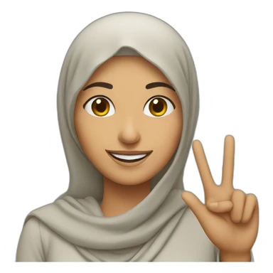 Smiling Arab woman with peace gesture sticker