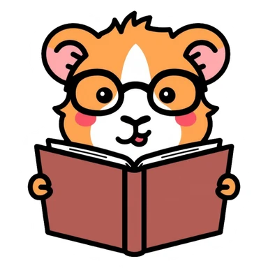 studious guinea pig with glasses reading a book sticker