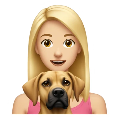 Blonde girl holding a black mouth cur sticker