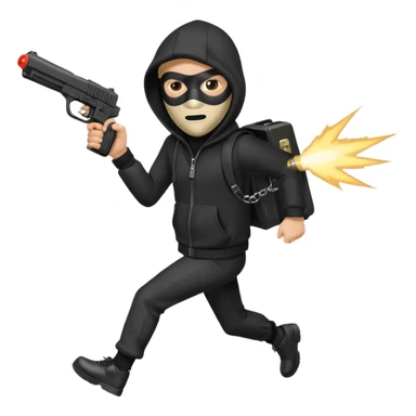 Hoodlum burglar mask and gun with switch and extended clip running alone sticker
