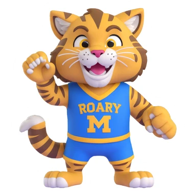Roary the Wildcat, a friendly wildcat mascot with a big smile, blue and gold colors sticker