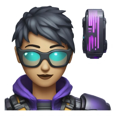 agent, laser eyes, cyberpunk, code, cyan and purple colors, only upper body portrait sticker