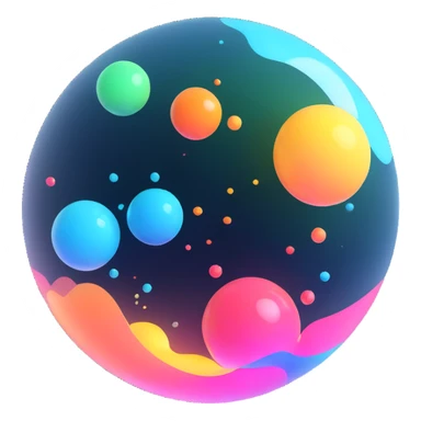 Floating multicolor orb with a soft glow — a little futuristic, particles. sticker