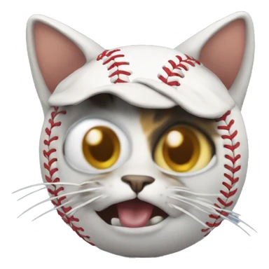A very cringy cat frying a baseball sticker