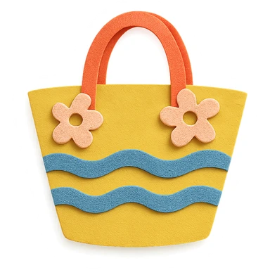 colorful paper-craft style beach bag with cut-out details sticker