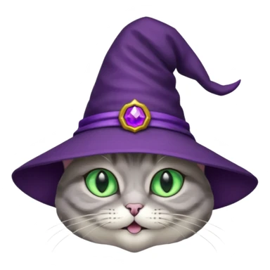 cat wear purple wicth hat sticker