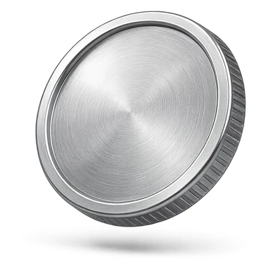 3D style silver coin, shiny and detailed, floating with a slight shadow, no text sticker