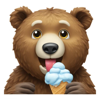 Bear in the snow that is eating icecream sticker