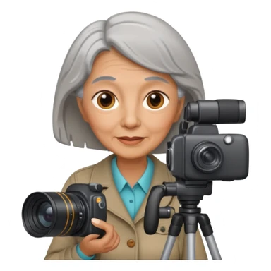 woman cameraman hold a camera, elderly sticker