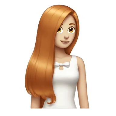 Long ginger straight hair with a white bow sticker