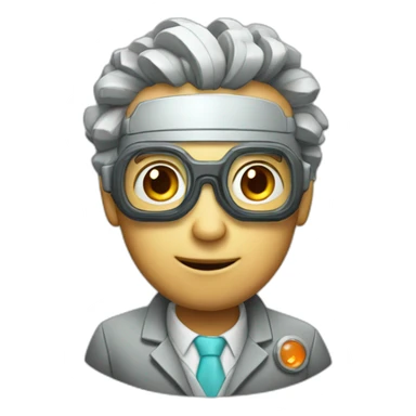 crazy robot scientist sticker