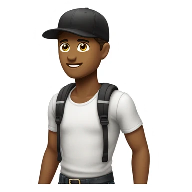 Garçon blanc aux cheveux longs brun avec une casquette noire  sticker