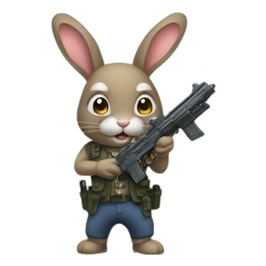 Rabit wearing guns  sticker