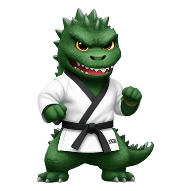 Godzilla dressed as a karate black belt  sticker