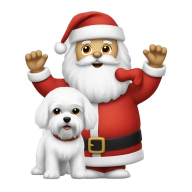  white maltese dog and Santa Claus  sticker