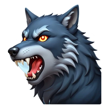 cinematic-noble-fierce-werewolf-howling-portrait-emoji, poised-and-imposing, with a fierce wolfish face tilted upwards in a haunting howl, glowing eyes full of primal ferocity, sharp, and a rugged snout, fur rippling in shades of midnight black and silver, muscles tensed as the powerful howl echoes beneath the moonlit sky; rendered with realism, capturing the raw, untamed power of the beast in its wild, primal state sticker