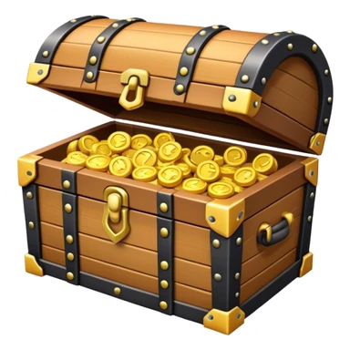 Clash of Clans aesthetic: Cinematic Playful Pixel 3D Treasure Chest Portrait Emoji, rendered in a 3D vector-style similar to standard emojis with minimal shading and bold, simplified shapes. A compact, distinct form with signature details, softly glowing with a pixelated adventure charm. Simplified yet unmistakably iconic, highly detailed and consistent, glowing with a soft radiance and high shine. Stylized with a touch of classic pixel-art charm and a soft glowing outline, capturing the essence of a beloved gaming relic with a friendly, playful manner! sticker