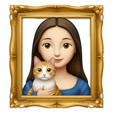 gold frame, painting, Mona Lisa, with cat sticker