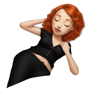 red hair girl sleeping in black juicy couture bed spread sticker