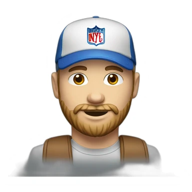 white male with NY cap and brown beard sticker