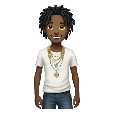 smiling boy with jewelry with black dreadlocks sticker
