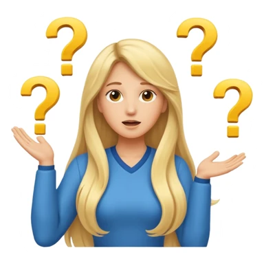 lady with long blonde hair throwing question marks in the air saying why sticker
