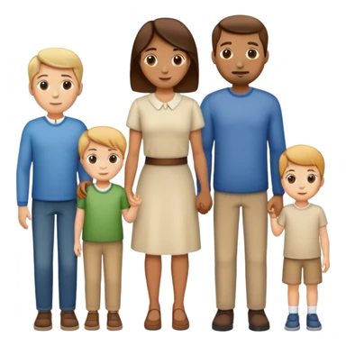 family with one mother, one father, two boys and one girl standing together sticker