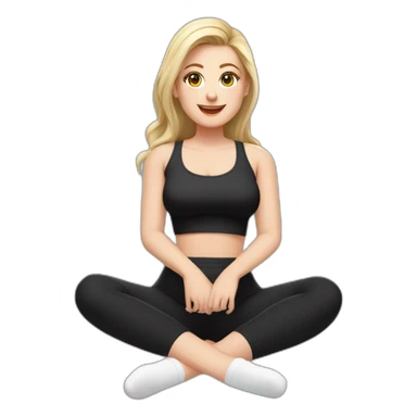 Front view full body curvy caucasian beauty sits on the floor straight hands up black skirt white knickers white socks sticker