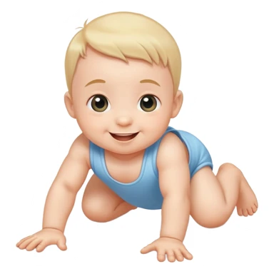 happy and playful baby crawling on the floor sticker