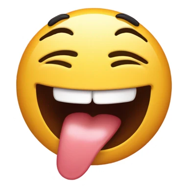 Face smiling with their tongue out and drool dripping  sticker