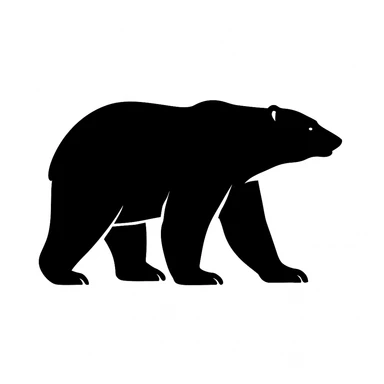 Polar bear black silhouette white background sticker
