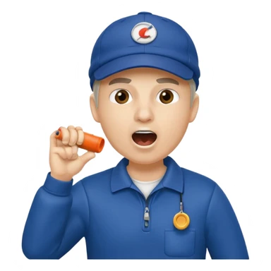 A coach with a cap and whistle, shouting instructions energetically. sticker