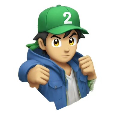 Ash Ketchum with dollar bills sticker