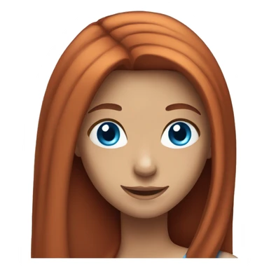girl with long straight red hair,blue eyes and smile sticker