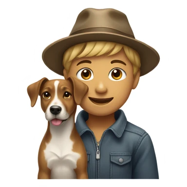 boy with dog and hat sticker
