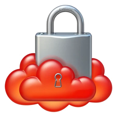 a red glowing cloud with a padlock sticker