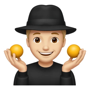 man in black hat smiling superstitiously and squeezing his balls sticker
