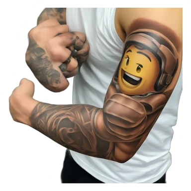 Flexing arm brown tattoo sleeve  sticker