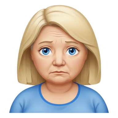 Head image of older fat dishwater blonde woman with shoulder length hair and blue eyes. Neutral expression bordering on sad. sticker