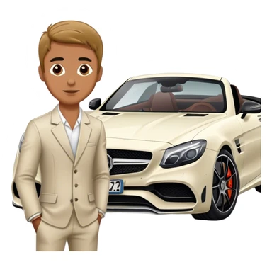 A man next to Mercedes AMG sticker