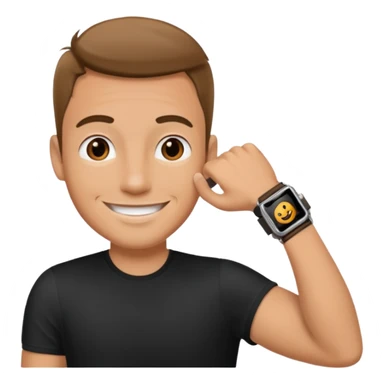 man wearing a black strap watch sticker