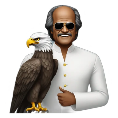 Rajnikanth with eagle sticker