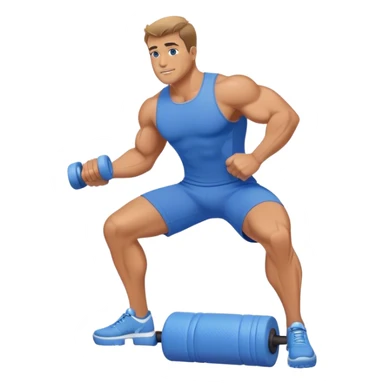 buff guy blue shorts rolling on foam-roller sticker