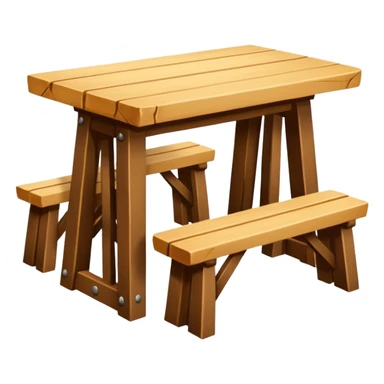 mesa alta color madera natural con bancas altas de color madera natural sticker