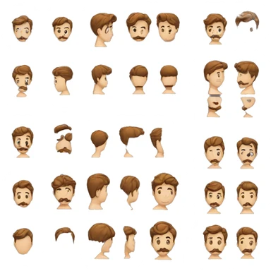 Homme jeune cheveux marron long nez et moustache  sticker