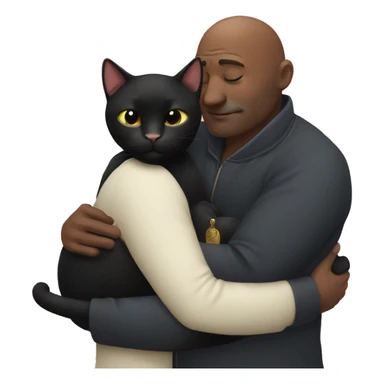 Black cat cuddling bald man  sticker