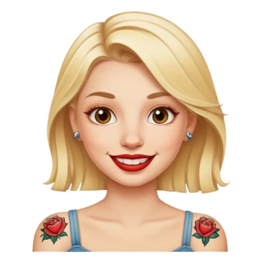blonde girl with lips tattoo sticker