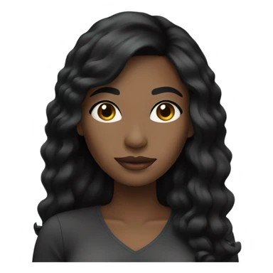 black woman with black long hair and a nice top sticker