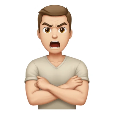 arms crossed holding neck yelling guy sticker